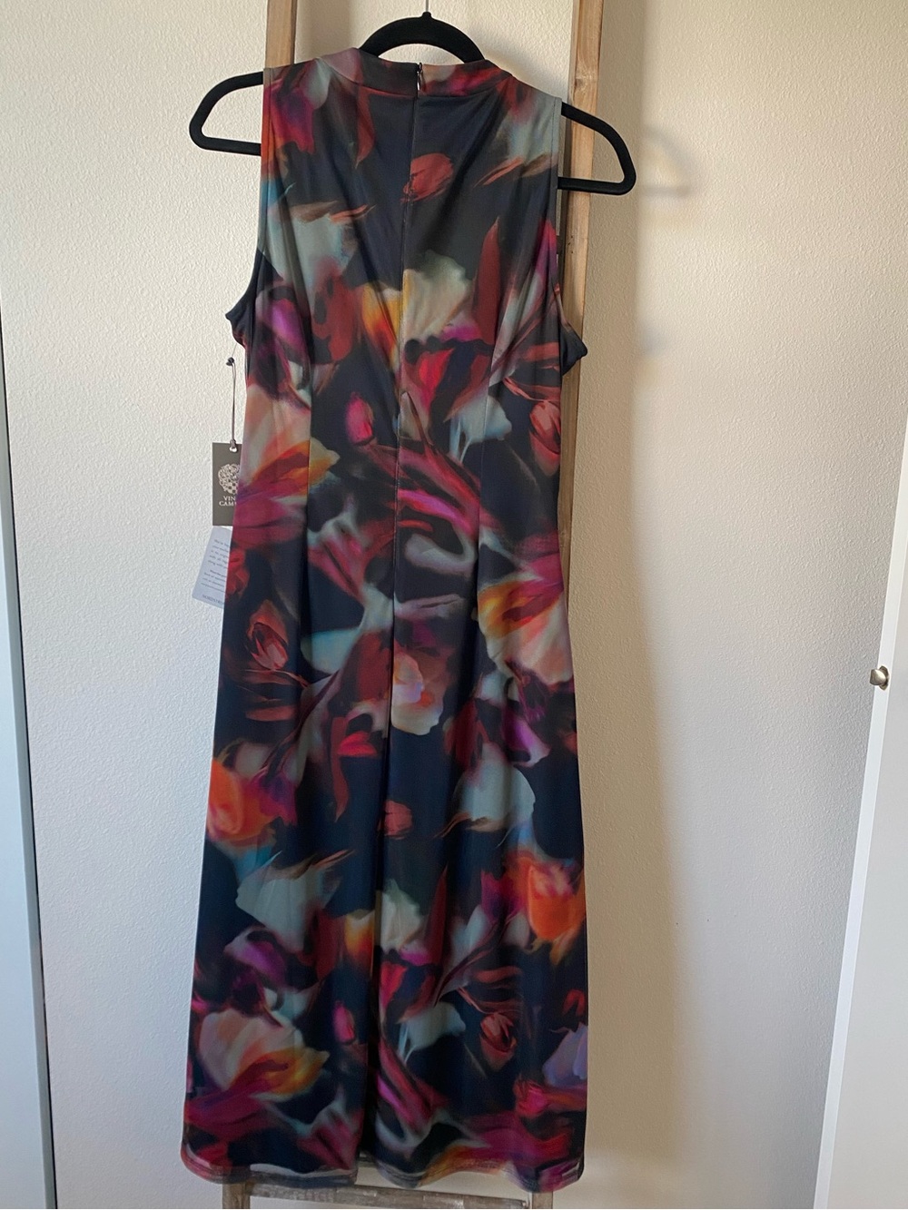 Vince Camuto Floral Printed Mesh Shirred Midi Dress NWT - Picture 11 of 16